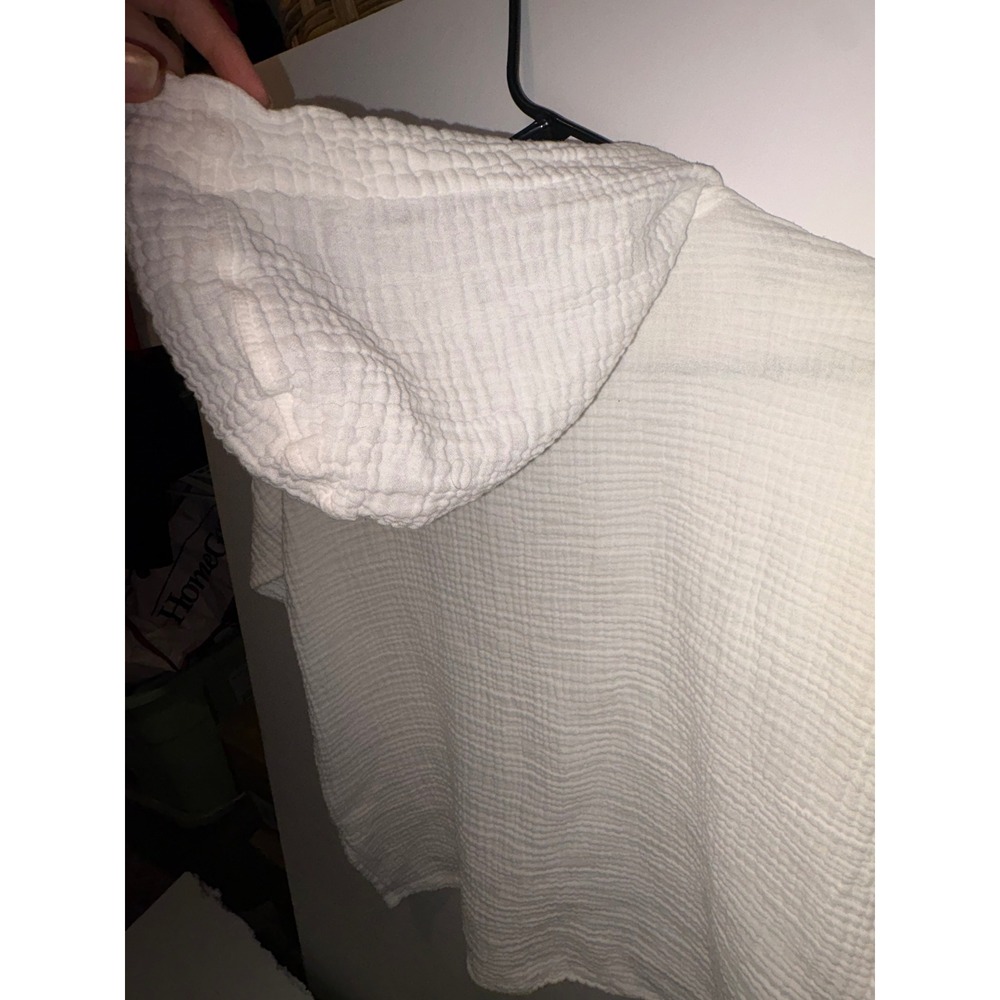 Shannon Passero 100% Cotton Gauze Hoodie Texture Beach Cover Up Top White - Picture 5 of 8